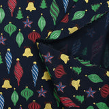 Cotton Christmas ball print with navy background
