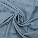 Viscose crepe Lily embroidered barbel blue foliage