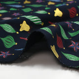 Cotton Christmas ball print with navy background