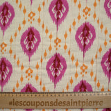 Double gaze matelassée double face indien Gurugram rose fond écru au mètre