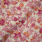 Double gaze matelassée double face indien Gurugram rose fond écru au mètre