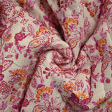 Double gaze matelassée double face indien Gurugram rose fond écru au mètre