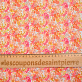 Coton imprimé Matilde fleurs mandarine et rose au mètre