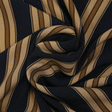 Crêpe viscose imprimé rayé marron fond noir