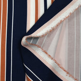 Twill de viscose imprimé rayé marine, terracotta et chair