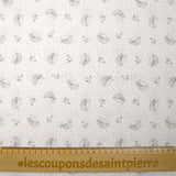Cotton piqué with hedgehog print and pink polka dots on white background