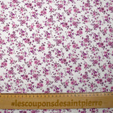Cotton piqué printed with purple Louna flowers on white background