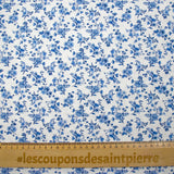 Piqué de coton imprimé les fleurs de Louna bleu fond blanc