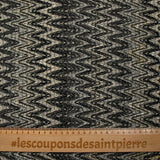 Black and gray herringbone cotton and silk tweed