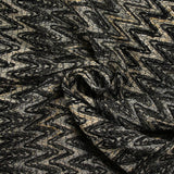 Black and gray herringbone cotton and silk tweed