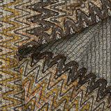 Brown, beige and orange herringbone cotton and silk tweed