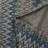 Tweed de coton et soie chevrons bleu pétrole et gris