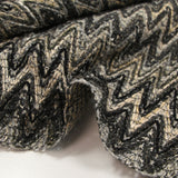 Black and gray herringbone cotton and silk tweed