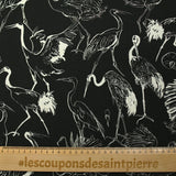 Viscose linen printed herons black background