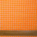 Seersucker Vichy orange fluo et écru