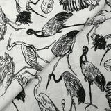 Viscose linen heron print white background