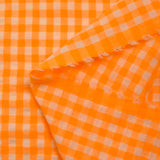 Seersucker Vichy orange fluo et écru