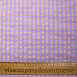 Purple and peach beige gingham seersucker