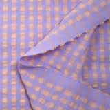 Purple and peach beige gingham seersucker