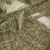 Gold striped chiffon with green camouflage print