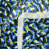 Muslin printed abstract blue and green black background