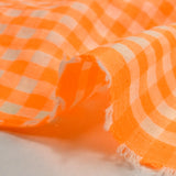 Seersucker Vichy orange fluo et écru