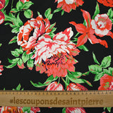 Sarga de seda estampada tiempo de flores fondo negro
