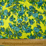 100% silk satin printed blue flowers anise background