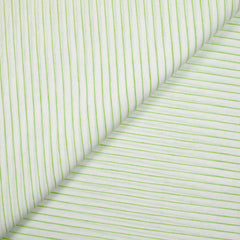 Coton fin tissé-teint rayé 1mm vert fond blanc