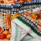 Orange autumnal theme frieze printed cotton