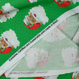 Santa Claus printed cotton with green polka dots