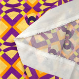 Viscose printed chained geometry purple butter yellow background