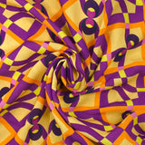 Viscose printed chained geometry purple butter yellow background
