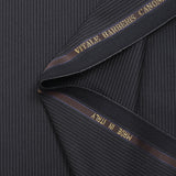 Flannel suit fabric 100% wool Super 120's striped 3 mm navy blue background