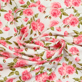 Fondo blanco rosado de algodón estampado