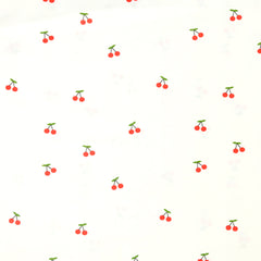 Coton imprimé cerise fond blanc