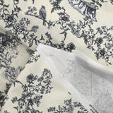 Toile de algodón estampado de Jouy Maël fondo gris crudo