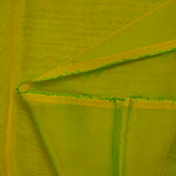 100% silk muslin plain olive yellow changing to green