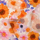 Viscose printed floral invasion white background