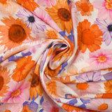 Viscose printed floral invasion white background