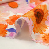 Viscose printed floral invasion white background