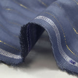 Barbo algodón lino rayas lurex dorado fondo azul