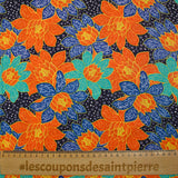 Cotton printed with winter shine, navy background