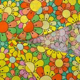 Cotton printed flower power pink green background