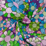 Cotton printed flower power purple background