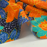 Cotton printed with winter shine, navy background