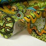 Algodón con estampado de laberintos de cachemir verde
