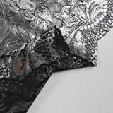Single lace silver print black background