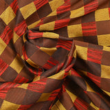 Jacquard de poliéster de cuadros dorados y marrones