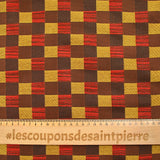 Jacquard de poliéster de cuadros dorados y marrones